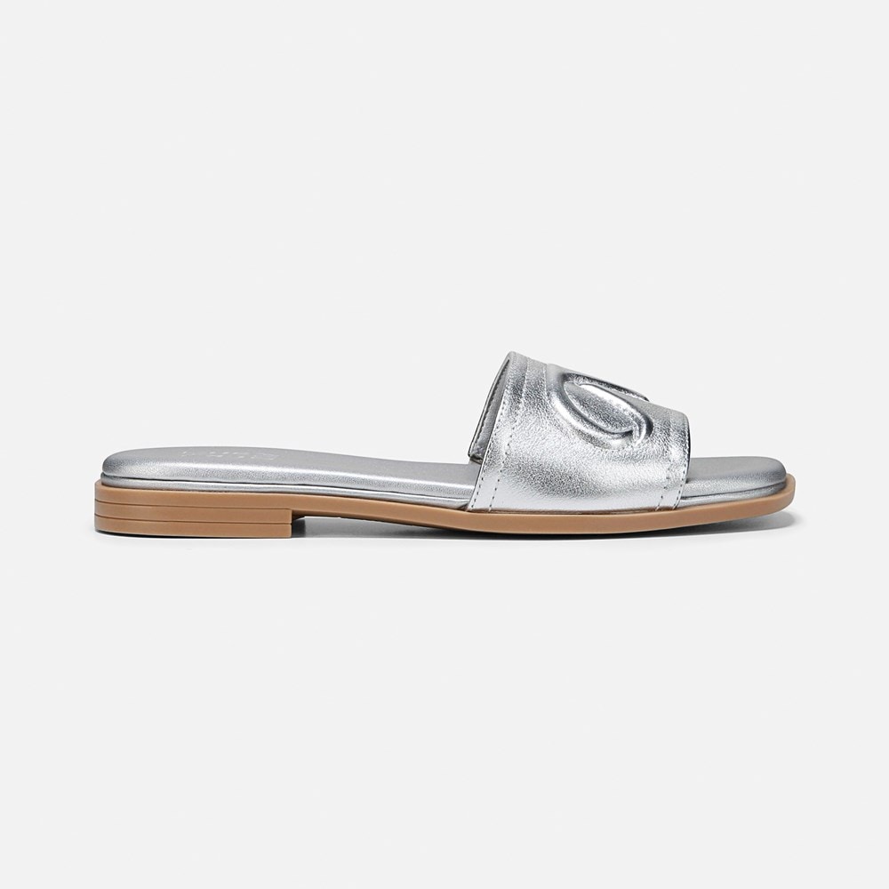 Naturalizer Genevieve Slide Sandal - Silver Leather Naturalizer Genevieve Slide Sandal - Silver Leather