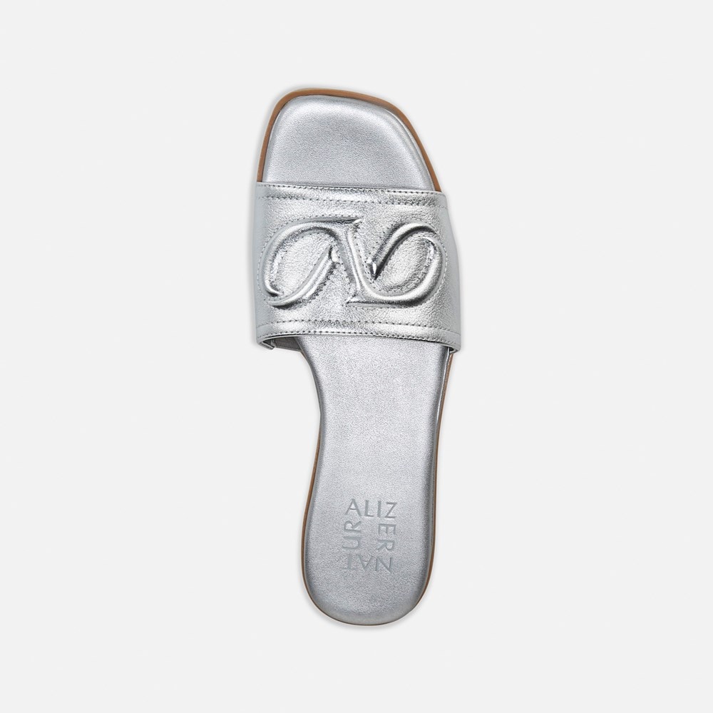 Naturalizer Genevieve Slide Sandal - Silver Leather Naturalizer Genevieve Slide Sandal - Silver Leather