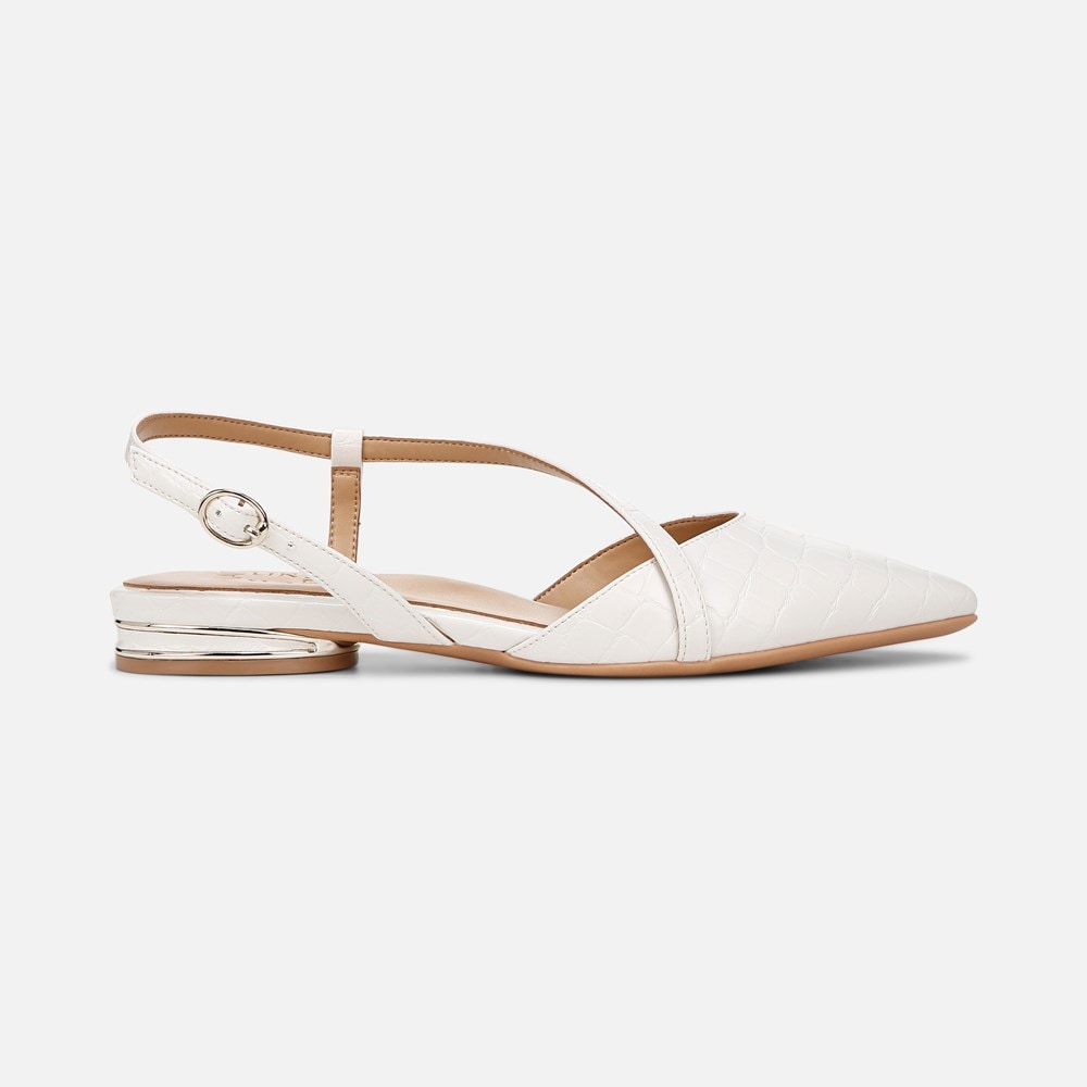 Naturalizer Hawaii Slingback Flat - Warm White Faux Croco Leather Naturalizer Hawaii Slingback Flat - Warm White Faux Croco Leather
