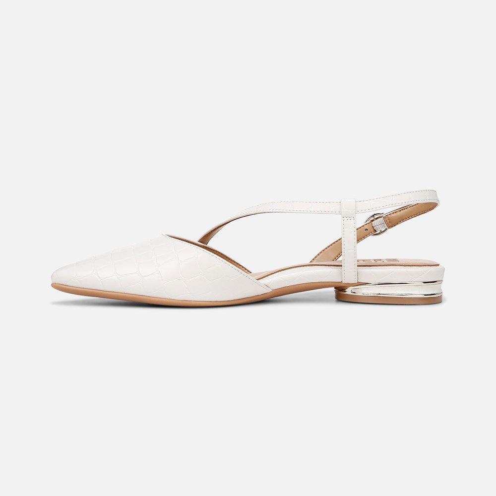Naturalizer Hawaii Slingback Flat - Warm White Faux Croco Leather Naturalizer Hawaii Slingback Flat - Warm White Faux Croco Leather