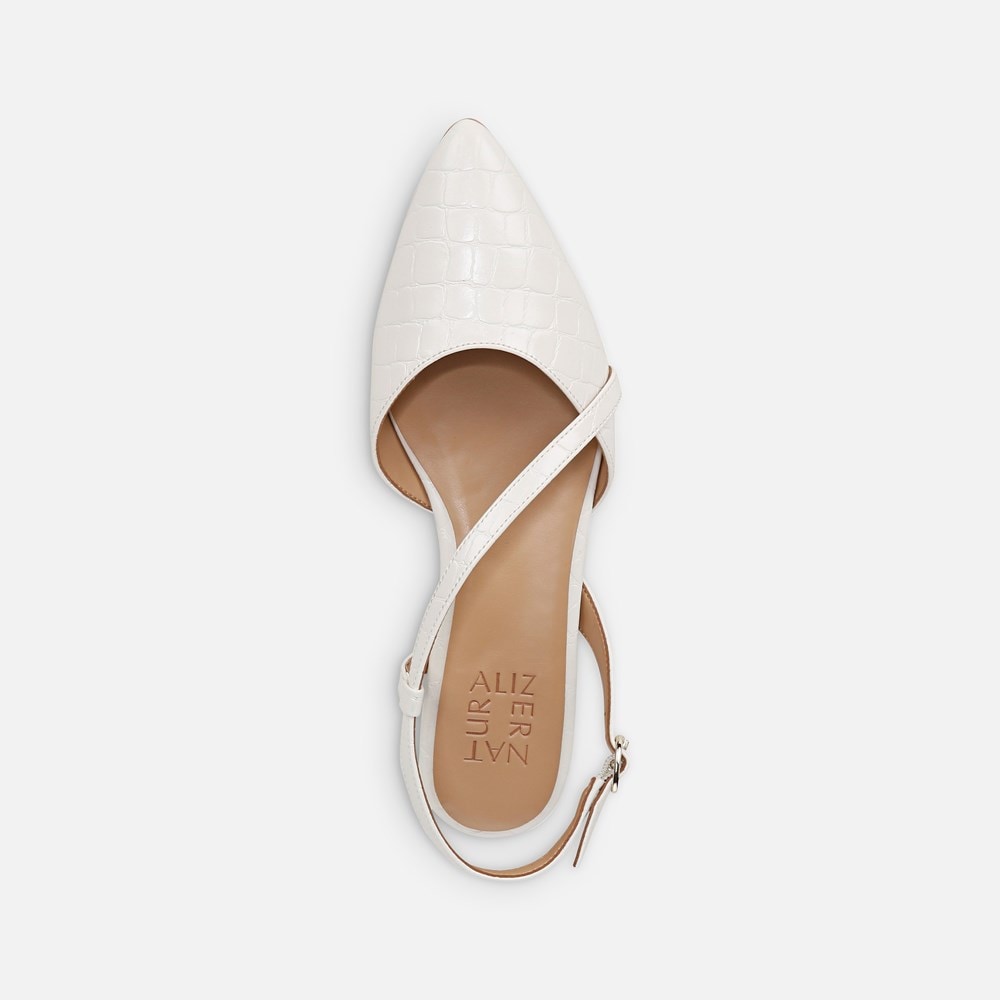 Naturalizer Hawaii Slingback Flat - Warm White Faux Croco Leather Naturalizer Hawaii Slingback Flat - Warm White Faux Croco Leather