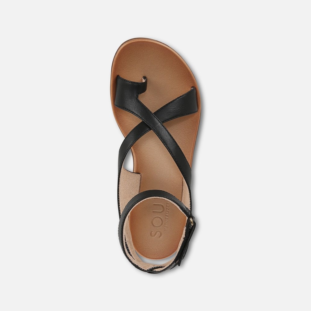 Naturalizer Soul Sivan Strappy Sandal - Black Faux Leather Naturalizer Soul Sivan Strappy Sandal - Black Faux Leather