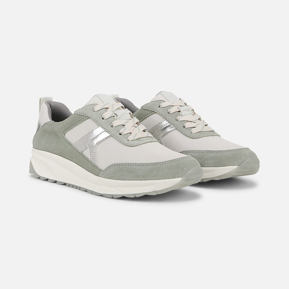 Naturalizer Shay Jogger Lace Up Sneaker - White / Pistachio Leather