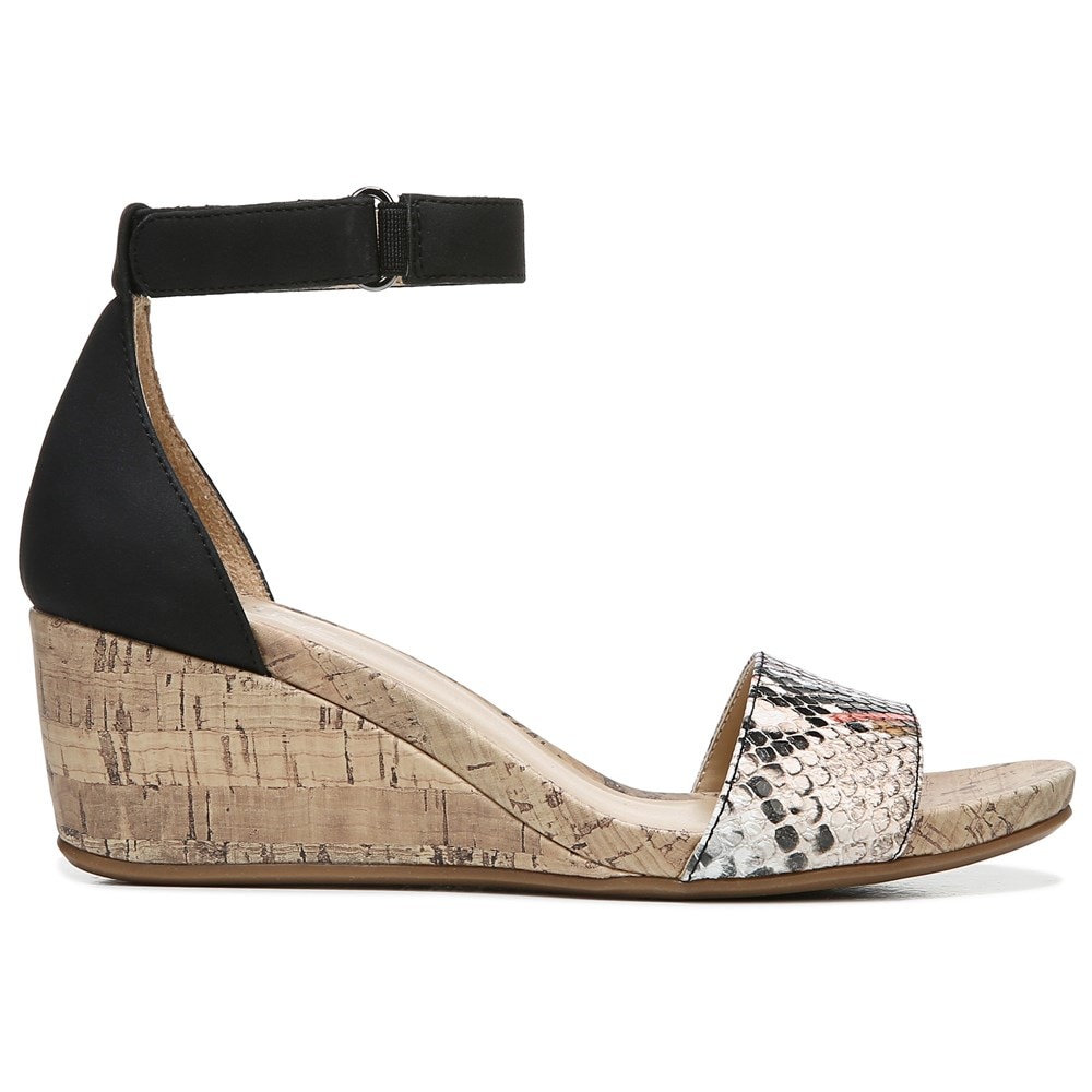 Naturalizer Areda Wedge Sandal - Black Multi Desert Snake Synth Naturalizer Areda Wedge Sandal - Black Multi Desert Snake Synth