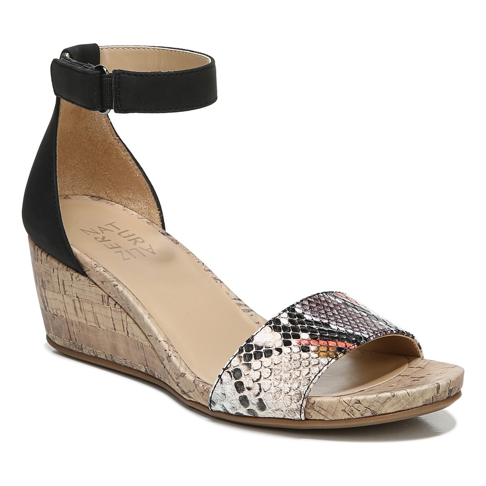 Naturalizer Areda Wedge Sandal - Black Multi Desert Snake Synth Naturalizer Areda Wedge Sandal - Black Multi Desert Snake Synth