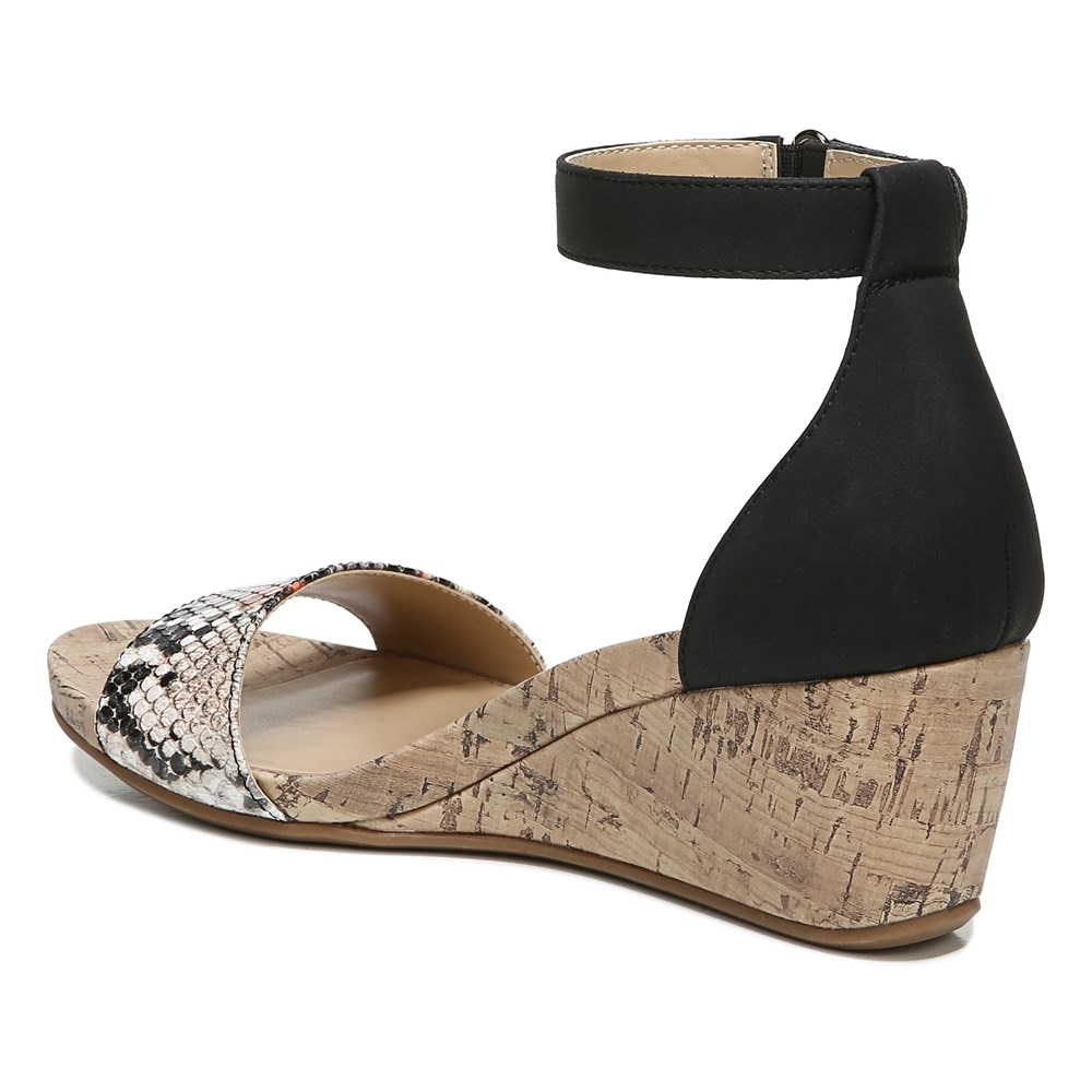 Naturalizer Areda Wedge Sandal - Black Multi Desert Snake Synth Naturalizer Areda Wedge Sandal - Black Multi Desert Snake Synth