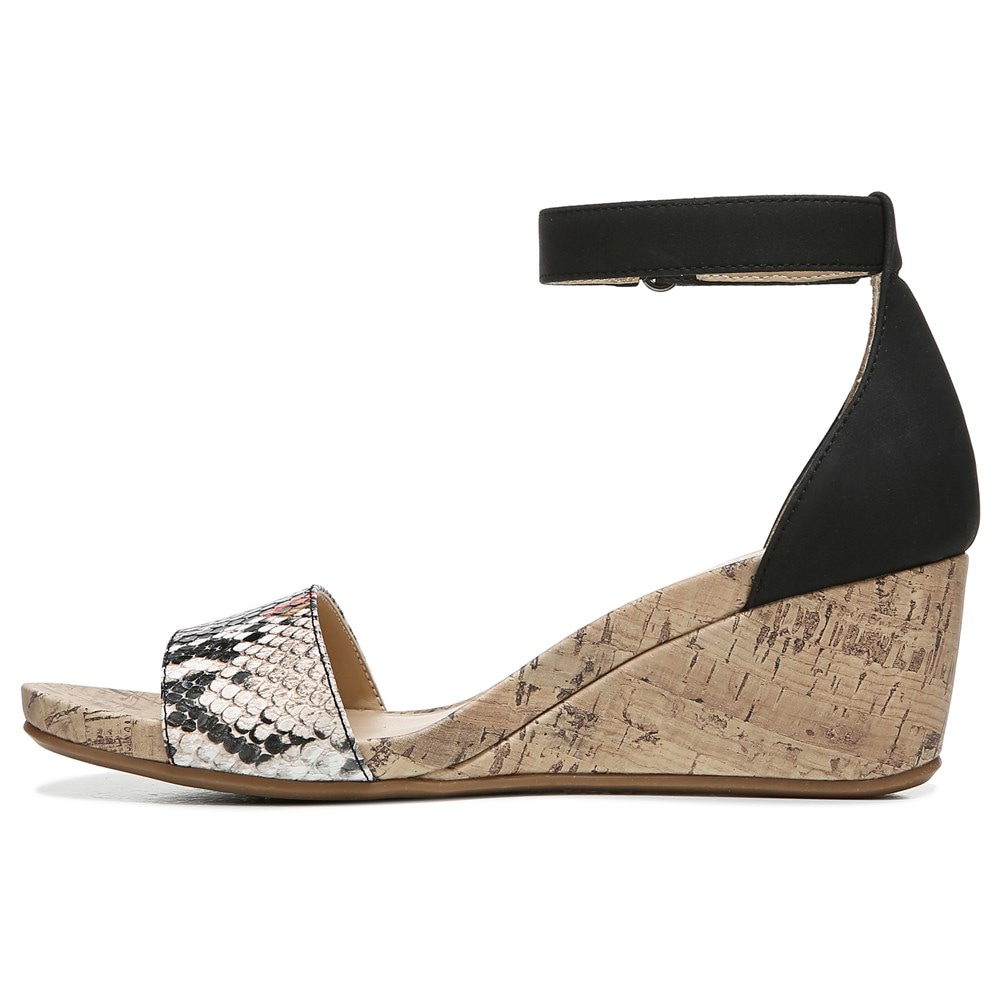 Naturalizer Areda Wedge Sandal - Black Multi Desert Snake Synth Naturalizer Areda Wedge Sandal - Black Multi Desert Snake Synth