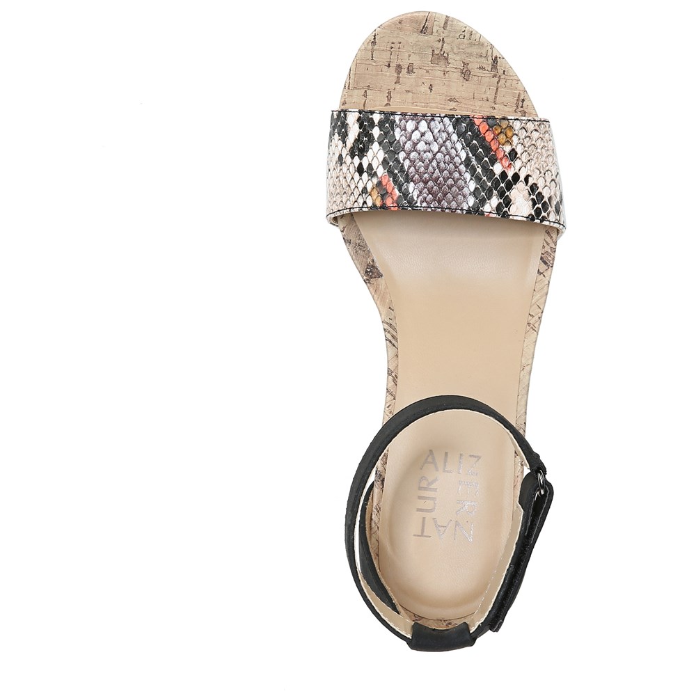 Naturalizer Areda Wedge Sandal - Black Multi Desert Snake Synth Naturalizer Areda Wedge Sandal - Black Multi Desert Snake Synth