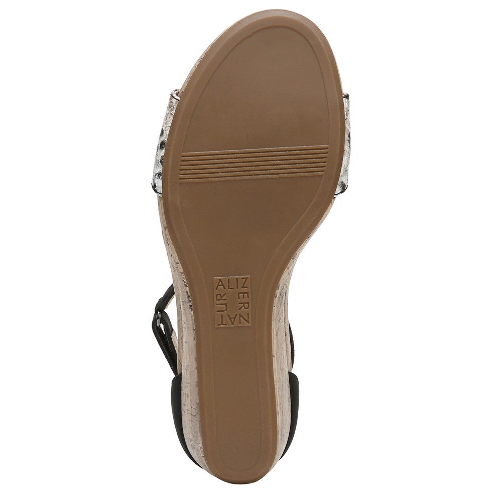 Naturalizer Areda Wedge Sandal - Black Multi Desert Snake Synth Naturalizer Areda Wedge Sandal - Black Multi Desert Snake Synth