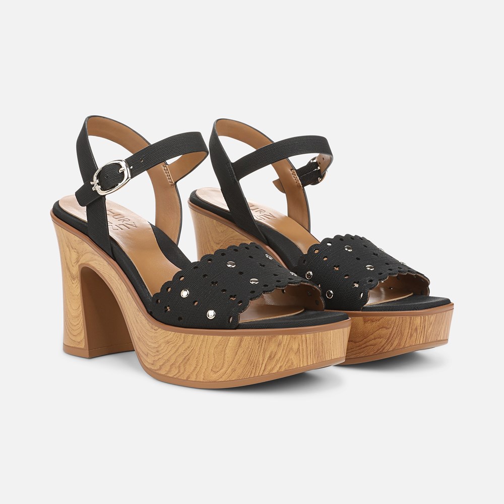 Naturalizer Kira Platform Sandal - Black Faux Leather