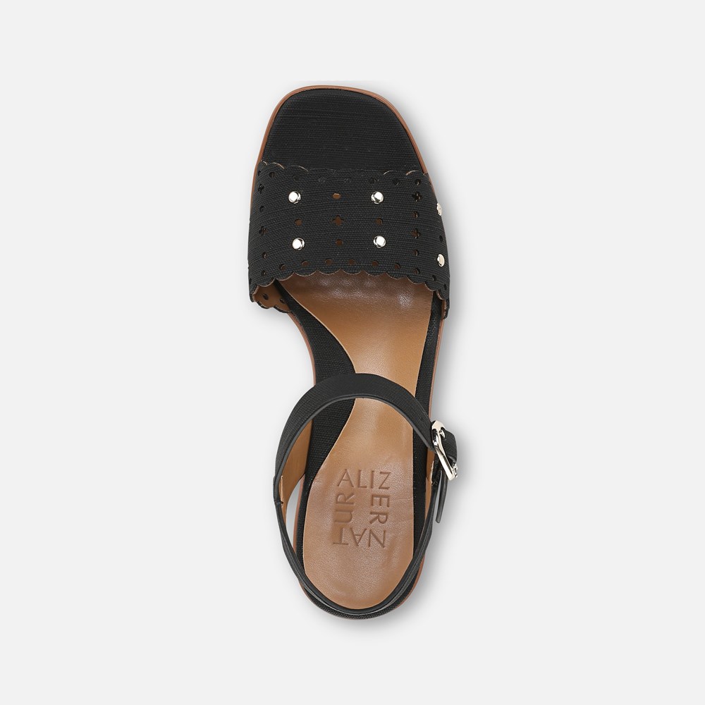 Naturalizer Kira Platform Sandal - Black Faux Leather Naturalizer Kira Platform Sandal - Black Faux Leather