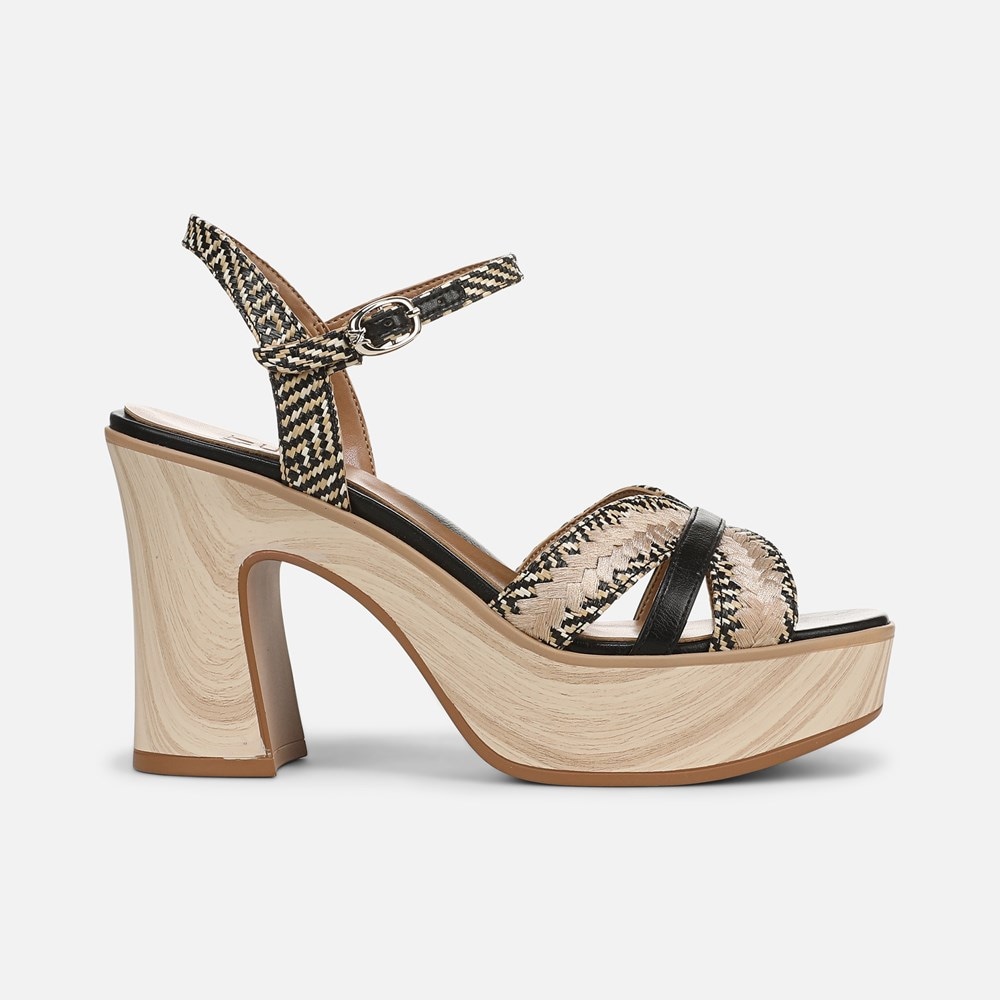 Naturalizer Katalina Platform Sandal - Black / Tan Weave Fabric