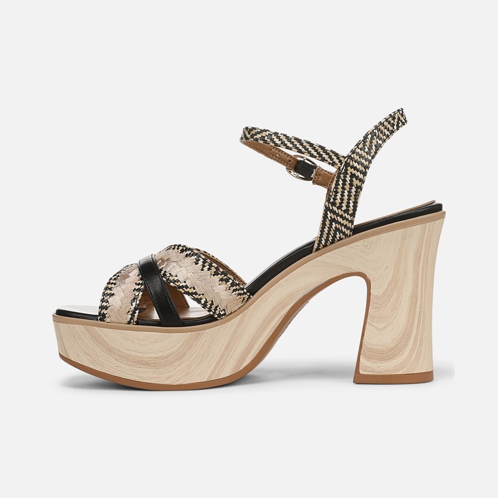 Naturalizer Katalina Platform Sandal - Black / Tan Weave Fabric