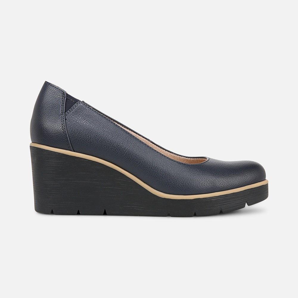 Naturalizer SOUL About Time Wedge Pump - Navy Faux Leather Naturalizer SOUL About Time Wedge Pump - Navy Faux Leather