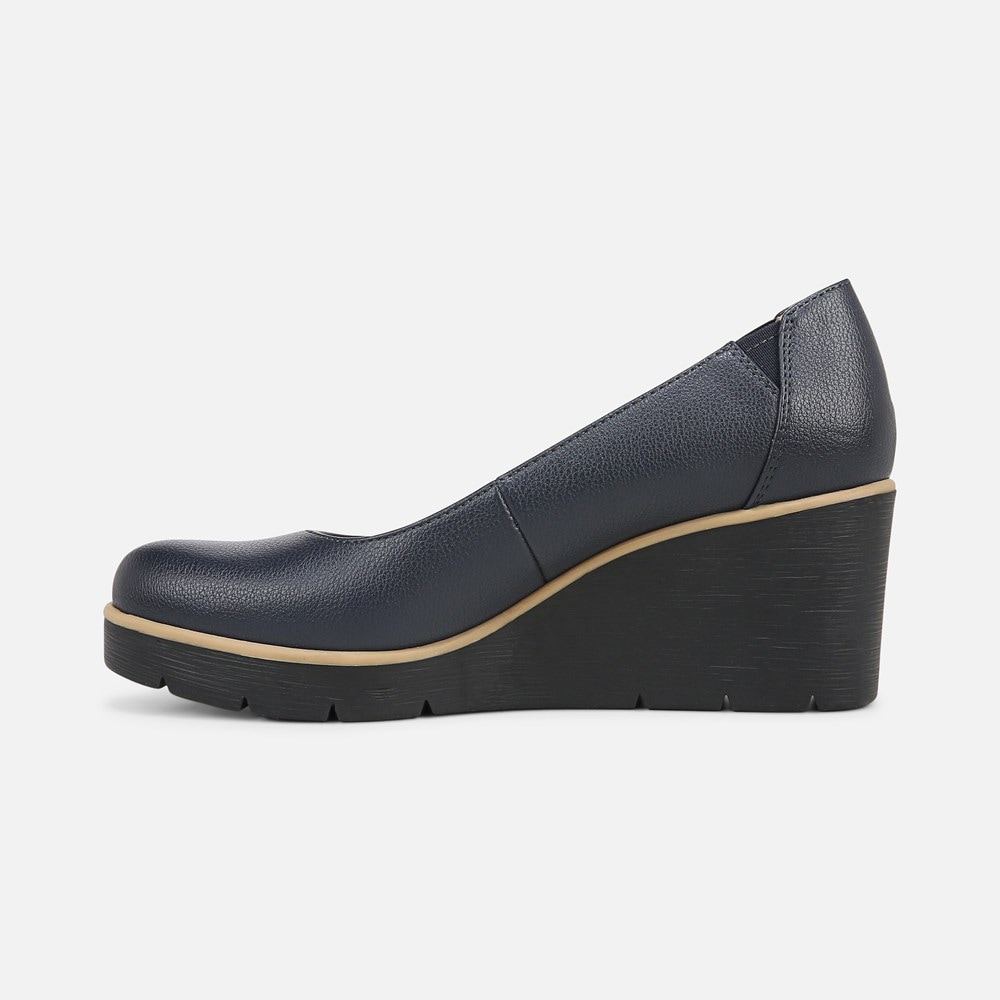 Naturalizer SOUL About Time Wedge Pump - Navy Faux Leather Naturalizer SOUL About Time Wedge Pump - Navy Faux Leather