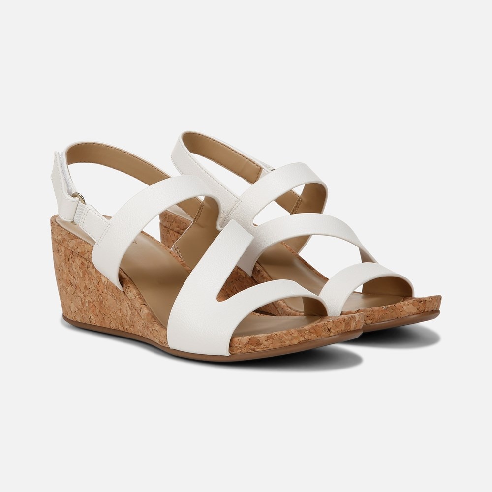 Naturalizer Adria Wedge Sandal - White Faux Leather