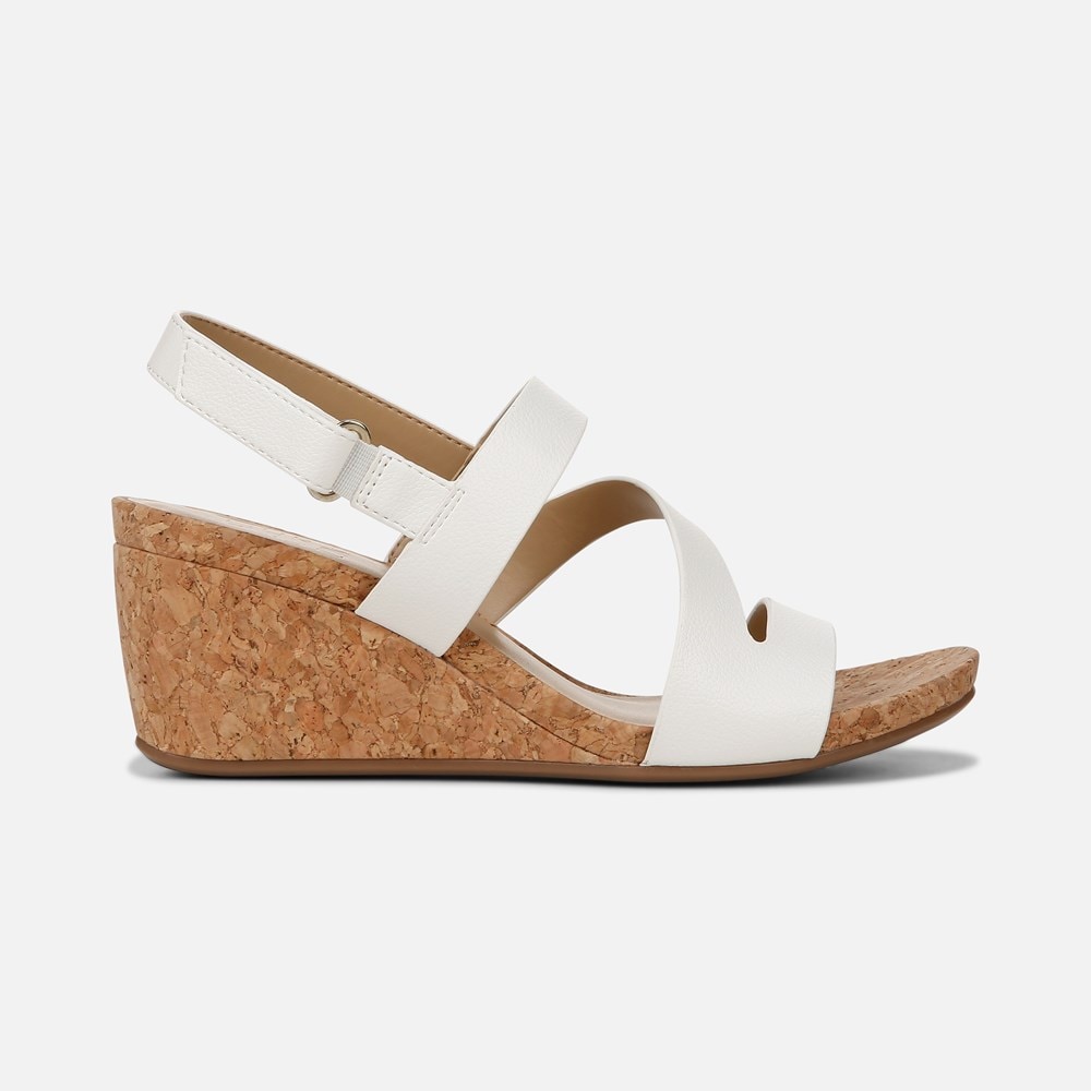 Naturalizer Adria Wedge Sandal - White Faux Leather Naturalizer Adria Wedge Sandal - White Faux Leather