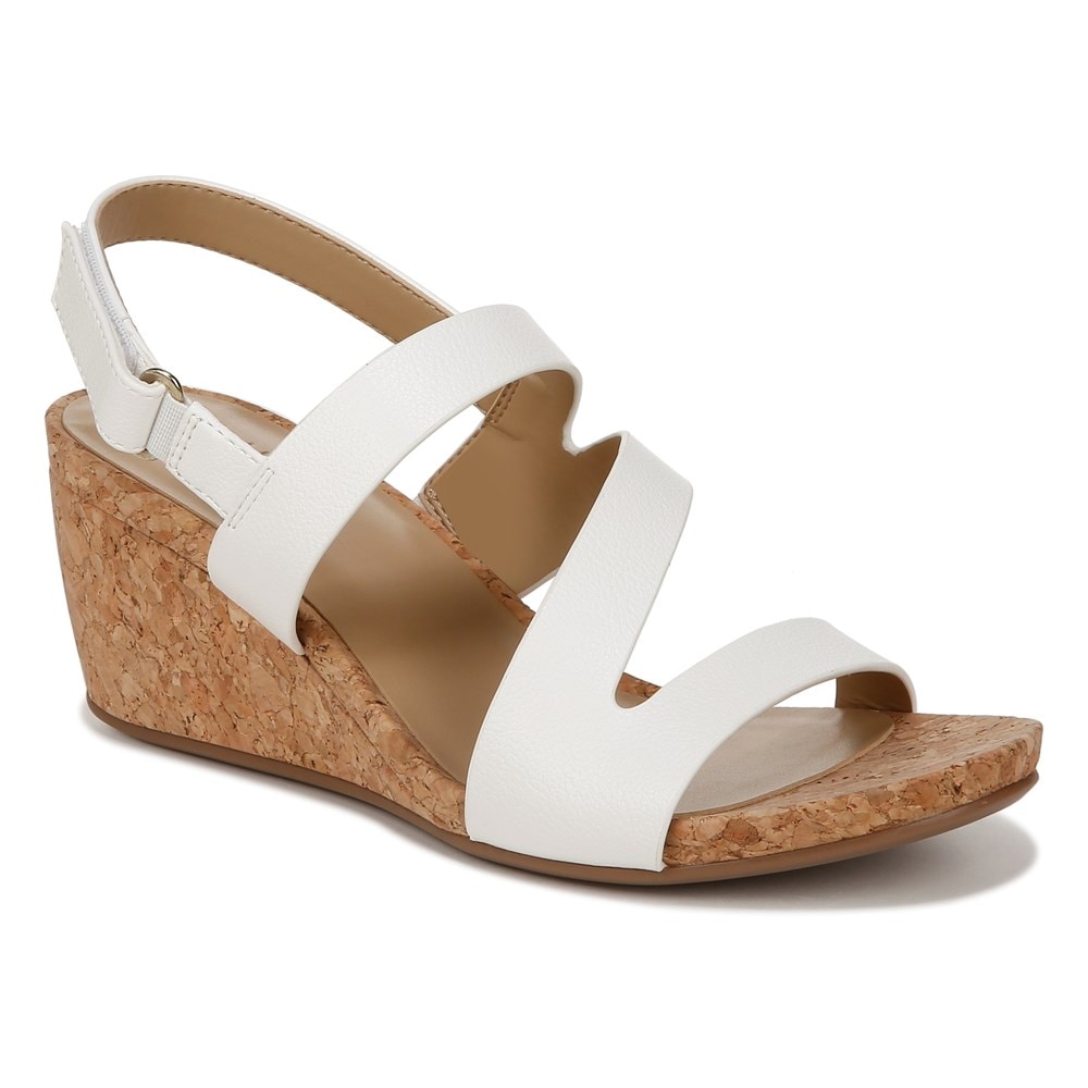 Naturalizer Adria Wedge Sandal - White Faux Leather Naturalizer Adria Wedge Sandal - White Faux Leather
