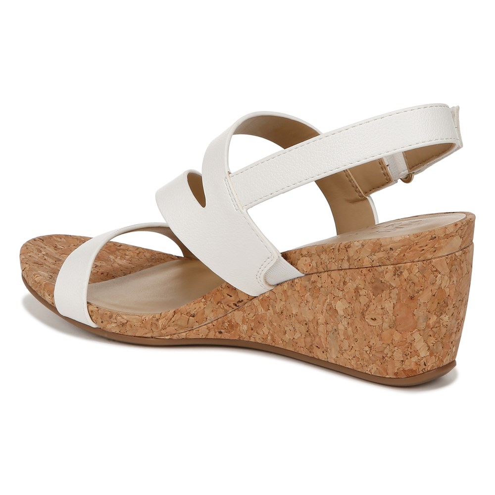 Naturalizer Adria Wedge Sandal - White Faux Leather Naturalizer Adria Wedge Sandal - White Faux Leather