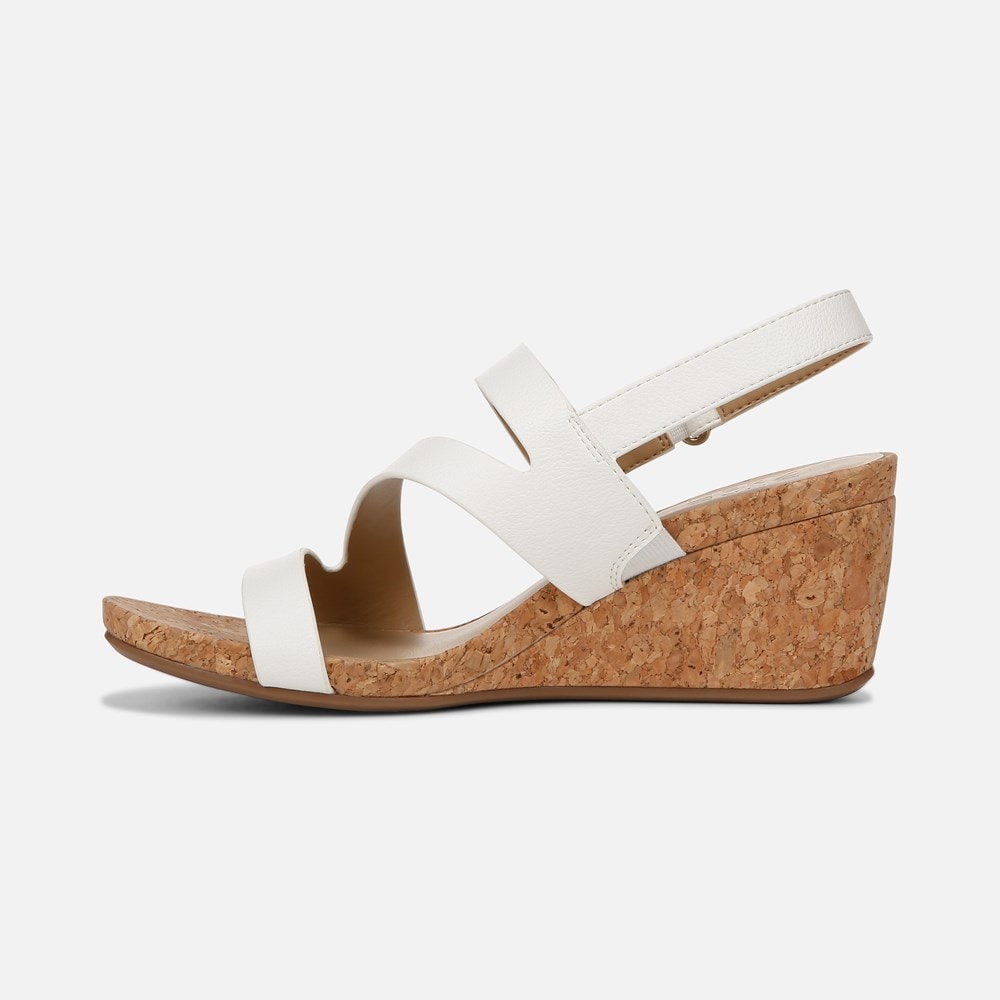 Naturalizer Adria Wedge Sandal - White Faux Leather Naturalizer Adria Wedge Sandal - White Faux Leather