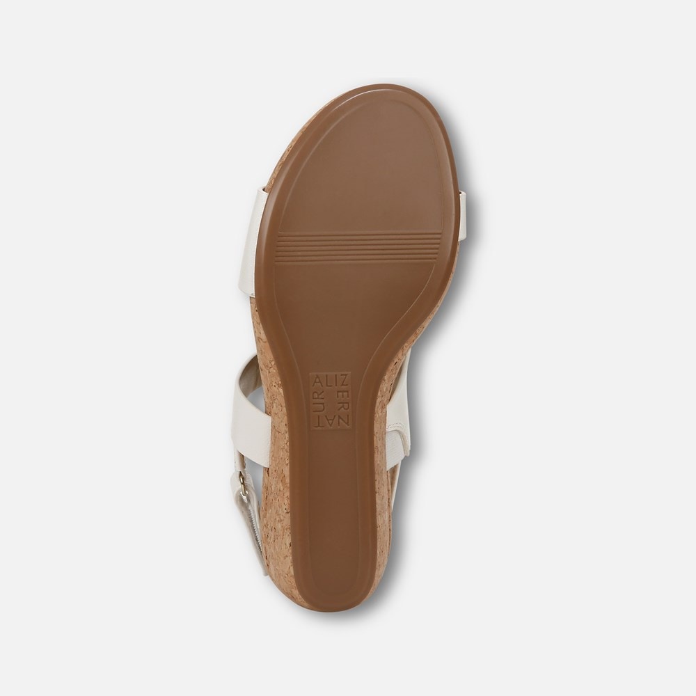 Naturalizer Adria Wedge Sandal - White Faux Leather Naturalizer Adria Wedge Sandal - White Faux Leather