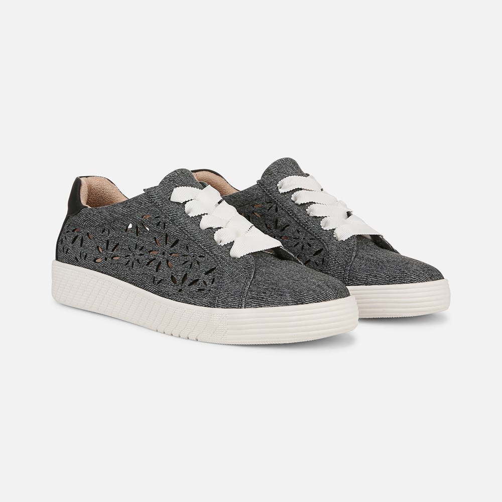 Naturalizer SOUL Neela-Perf Sneaker - Black Denim Pattern Faux Leather