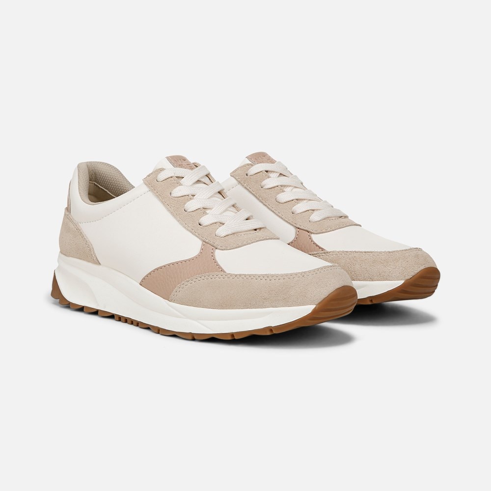 Naturalizer Shay Lace Up Sneaker - Warm White / Porcelain Suede