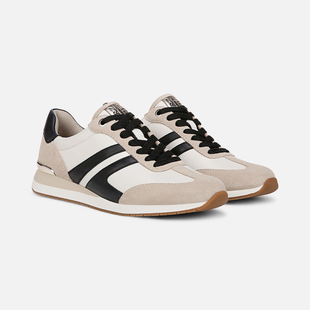 Naturalizer Lorena Lace Up Sneaker - Off White Fabric \u0026 Suede