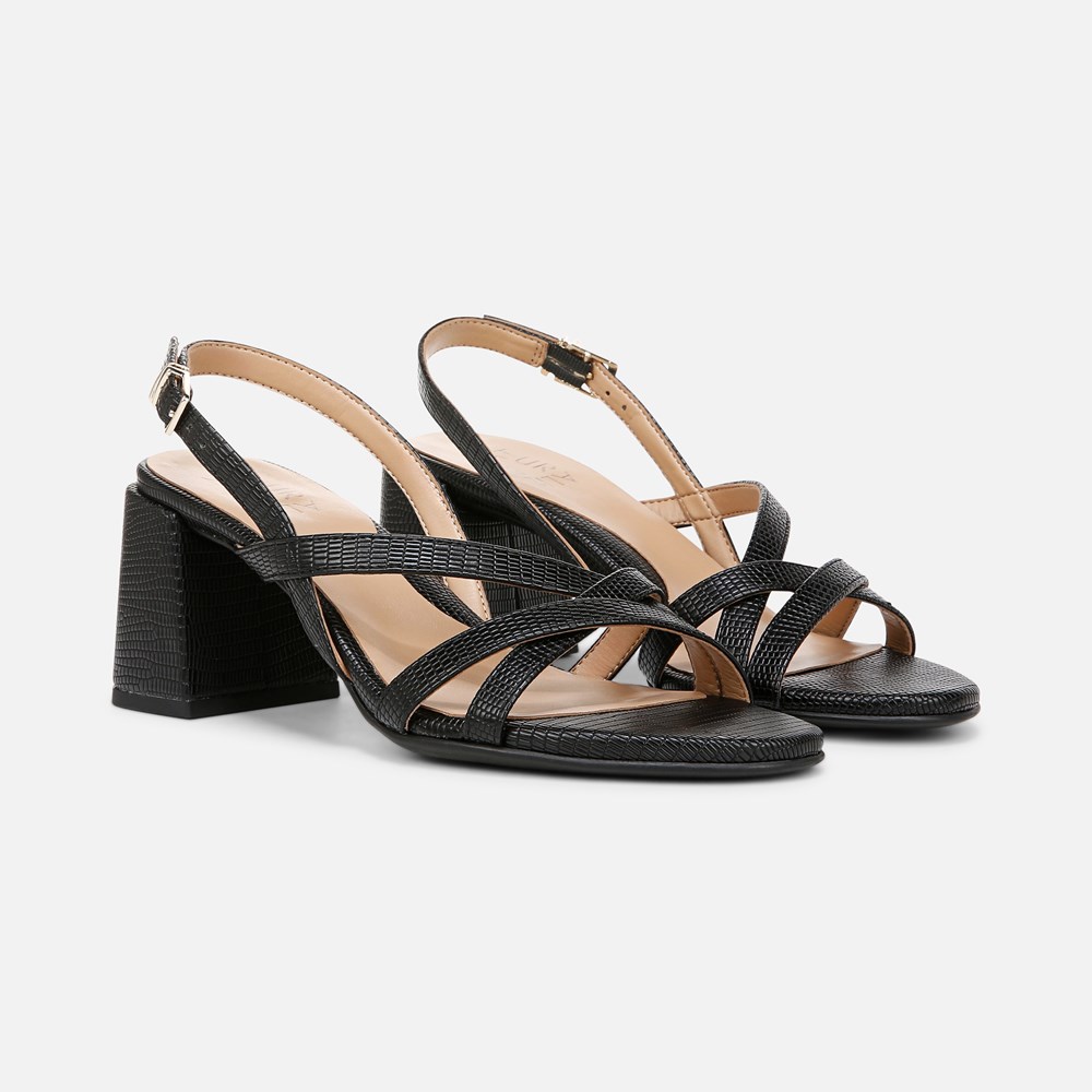 Naturalizer Demi Block Heel Dress Sandal - Black Faux Leather