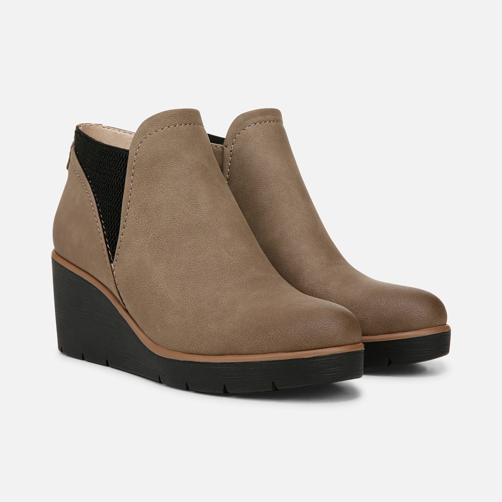 Naturalizer SOUL Affirm Weather Resistant Ankle Booties - Taupe Faux Leather