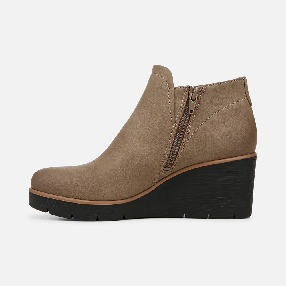 Naturalizer SOUL Affirm Weather Resistant Ankle Booties - Taupe Faux Leather Naturalizer SOUL Affirm Weather Resistant Ankle Booties - Taupe Faux Leather
