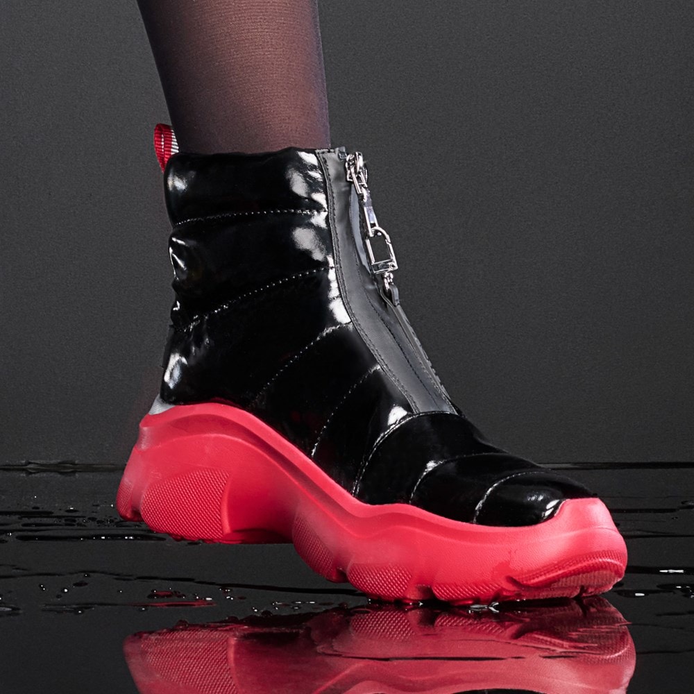 Naturalizer Think Royln Shadow-Dancer Water Repellent Bootie - Black Patent Shine Nylon Naturalizer Think Royln Shadow-Dancer Water Repellent Bootie - Black Patent Shine Nylon