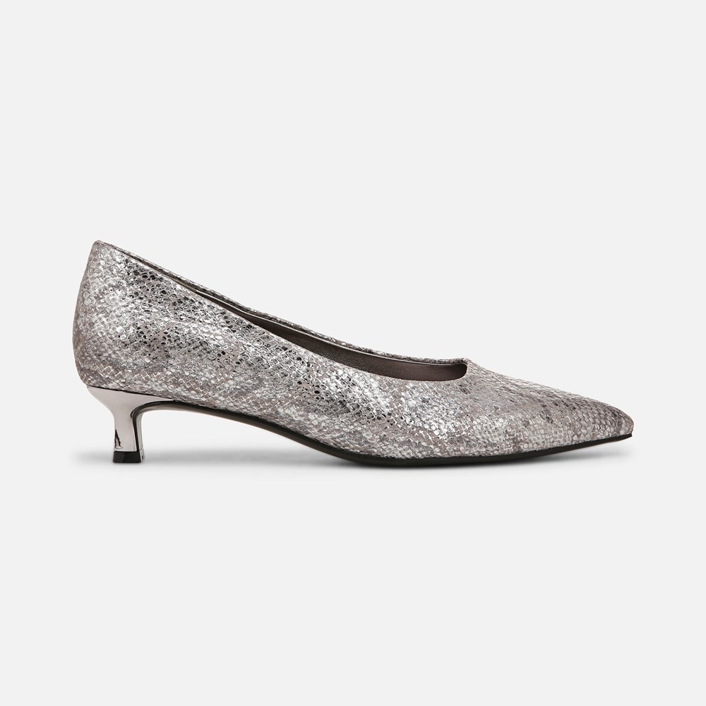 Naturalizer Natalia Kitten Heel - Silver Snake Print Leather Naturalizer Natalia Kitten Heel - Silver Snake Print Leather
