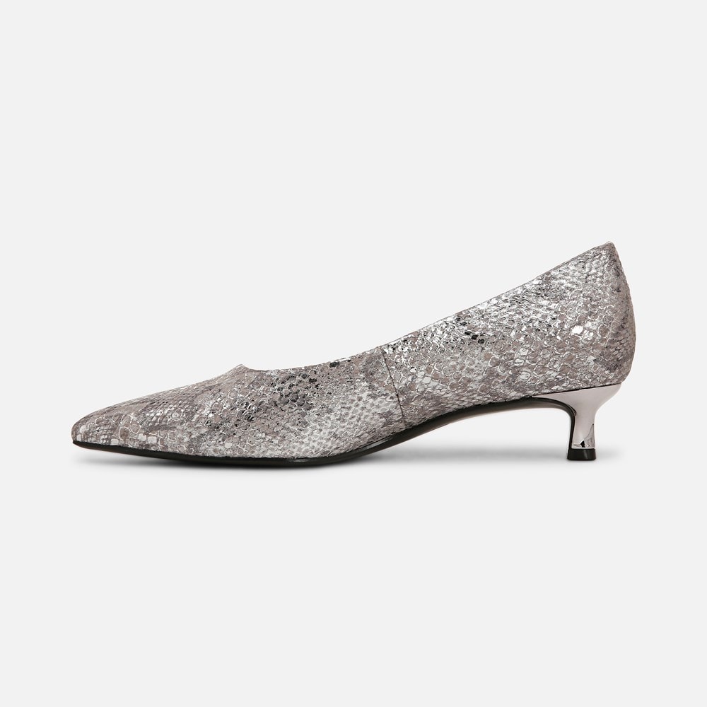 Naturalizer Natalia Kitten Heel - Silver Snake Print Leather Naturalizer Natalia Kitten Heel - Silver Snake Print Leather