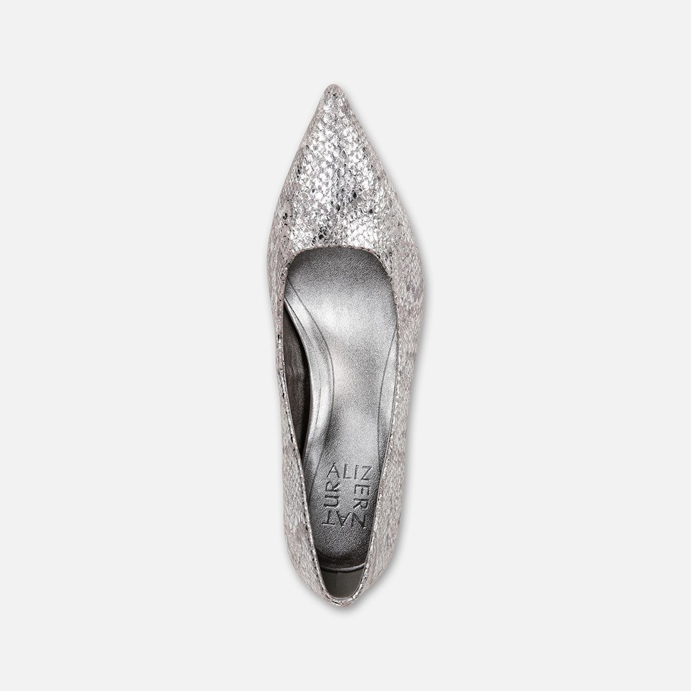 Naturalizer Natalia Kitten Heel - Silver Snake Print Leather Naturalizer Natalia Kitten Heel - Silver Snake Print Leather