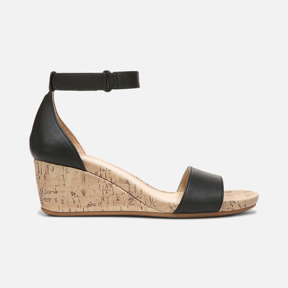 Naturalizer Areda Wedge Sandal - Black Synthetic Naturalizer Areda Wedge Sandal - Black Synthetic