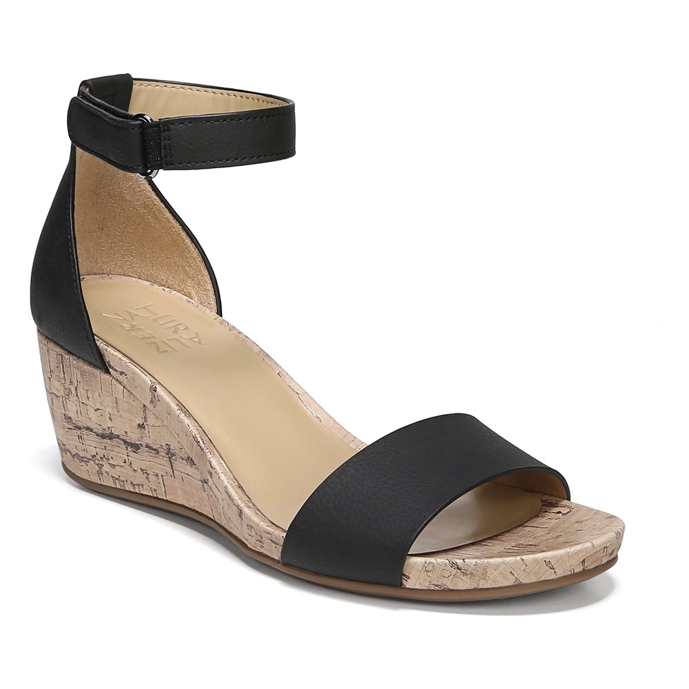 Naturalizer Areda Wedge Sandal - Black Synthetic Naturalizer Areda Wedge Sandal - Black Synthetic