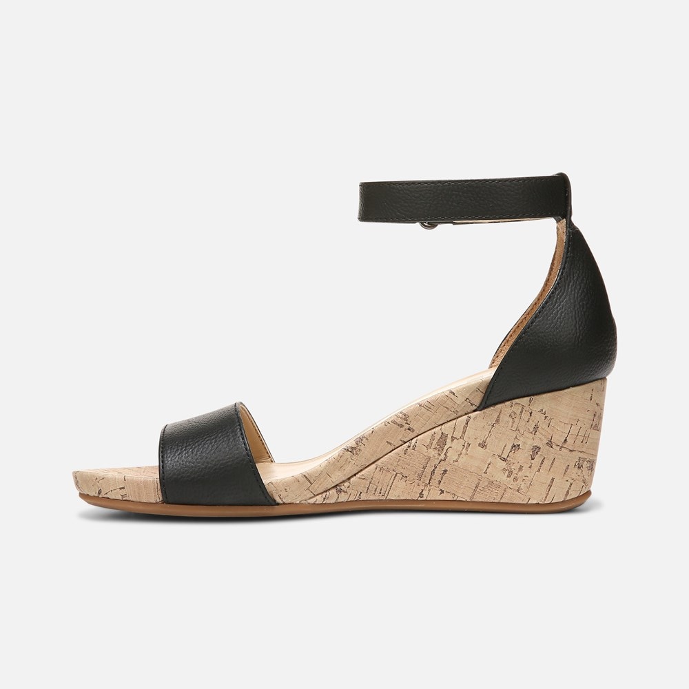 Naturalizer Areda Wedge Sandal - Black Synthetic Naturalizer Areda Wedge Sandal - Black Synthetic