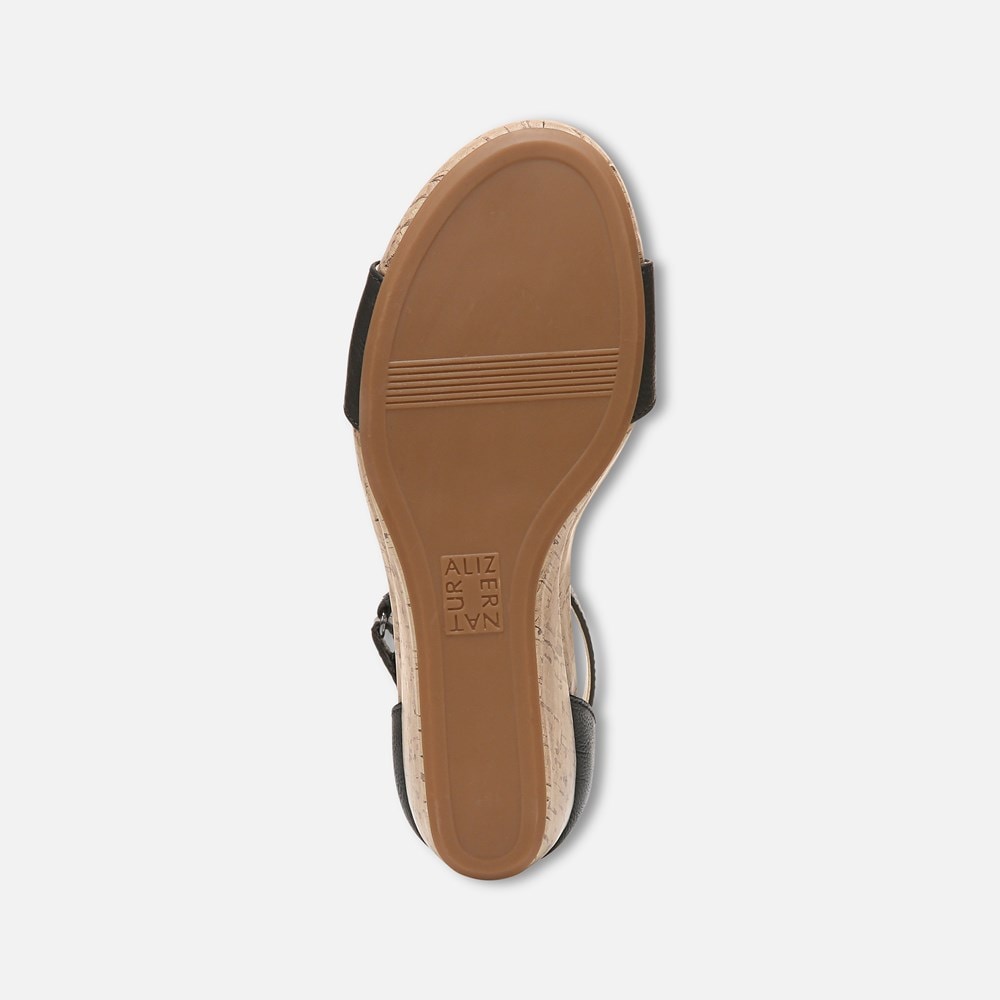 Naturalizer Areda Wedge Sandal - Black Synthetic Naturalizer Areda Wedge Sandal - Black Synthetic