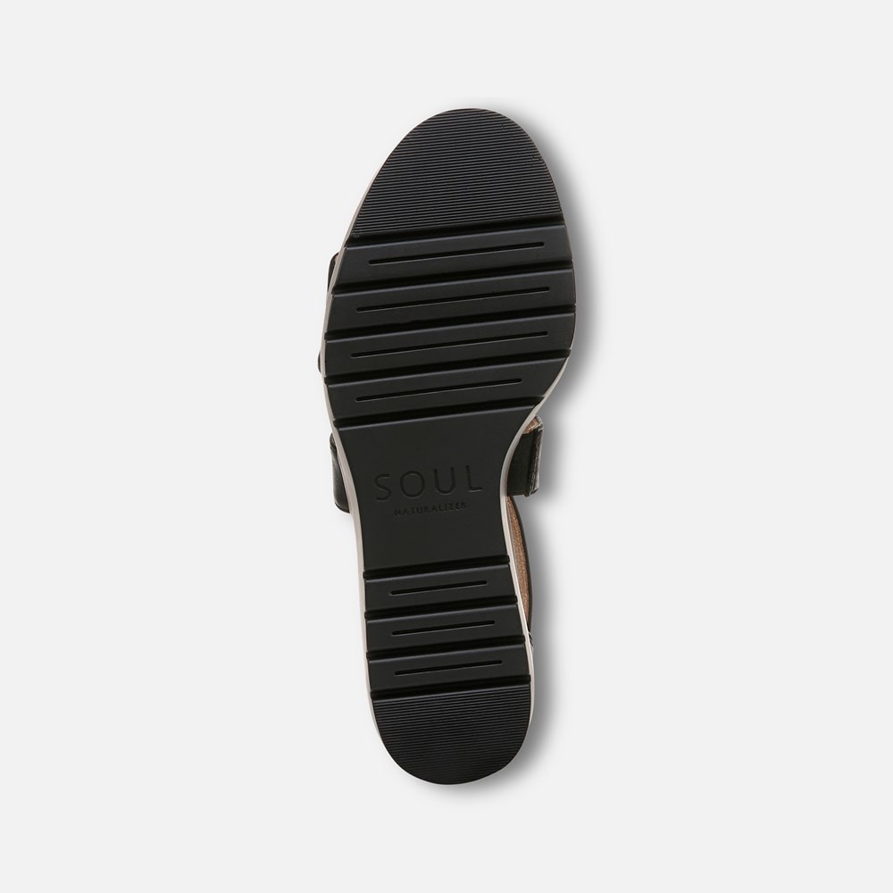 Naturalizer Soul Goodtimes Wedge Sandal - Black Faux Leather