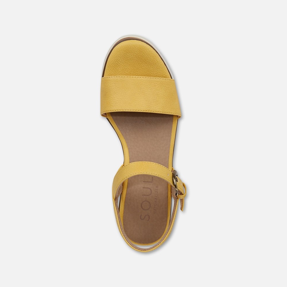 Naturalizer SOUL Graciela Wedge Sandal - Yellow Faux Leather