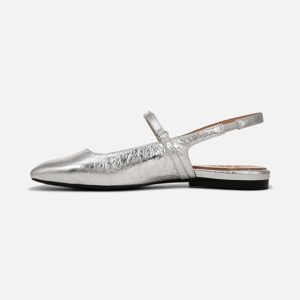 Naturalizer Connie Mary Jane Slingback Flat - Silver Leather Naturalizer Connie Mary Jane Slingback Flat - Silver Leather