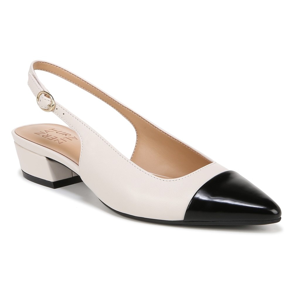 Naturalizer Banks Slingback - Satin Pearl/Black Leather Naturalizer Banks Slingback - Satin Pearl/Black Leather