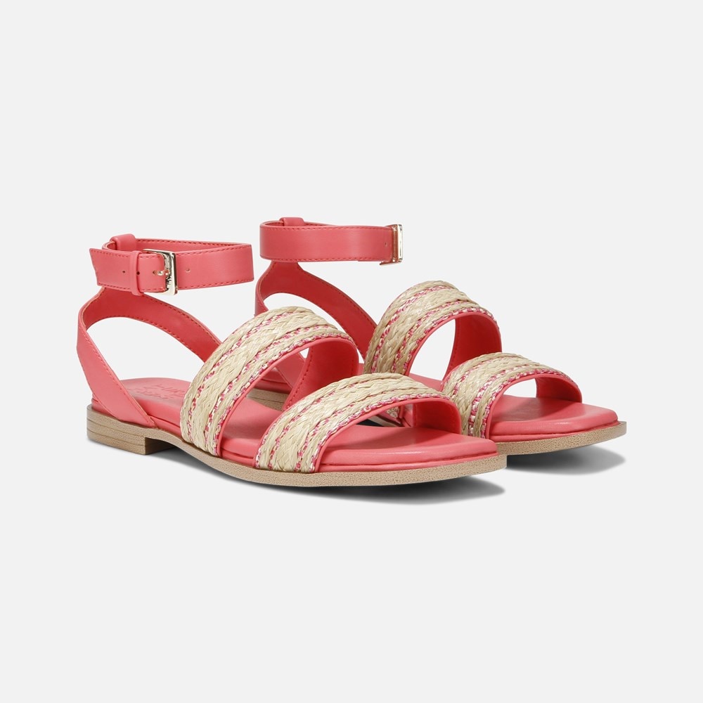 Naturalizer Gana Strappy Sandal - Sunset Coral Faux Straw Fabric