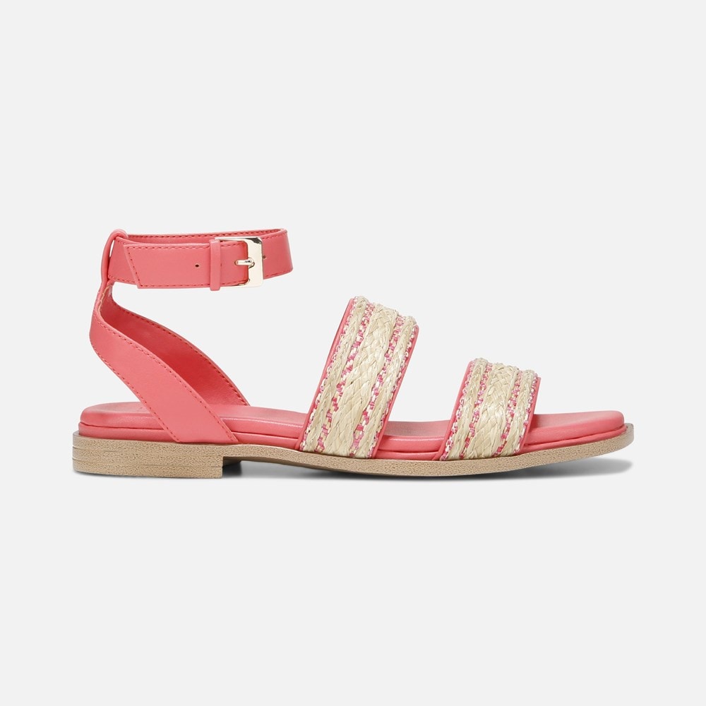 Naturalizer Gana Strappy Sandal - Sunset Coral Faux Straw Fabric Naturalizer Gana Strappy Sandal - Sunset Coral Faux Straw Fabric