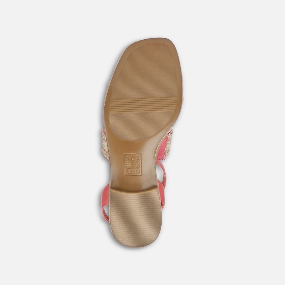 Naturalizer Gana Strappy Sandal - Sunset Coral Faux Straw Fabric Naturalizer Gana Strappy Sandal - Sunset Coral Faux Straw Fabric