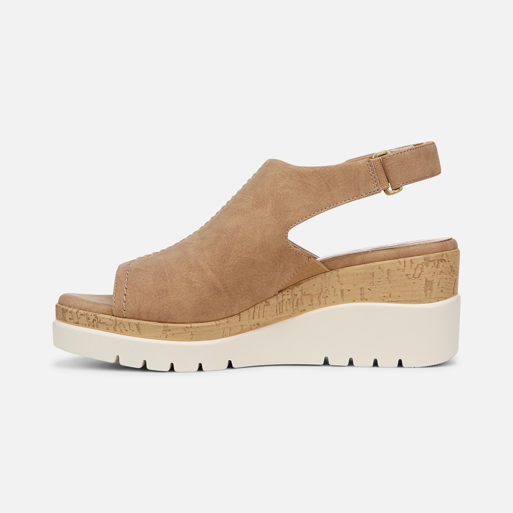 Naturalizer SOUL Giselle Wedge Sandal - Birchwood Brown Faux Nubuck