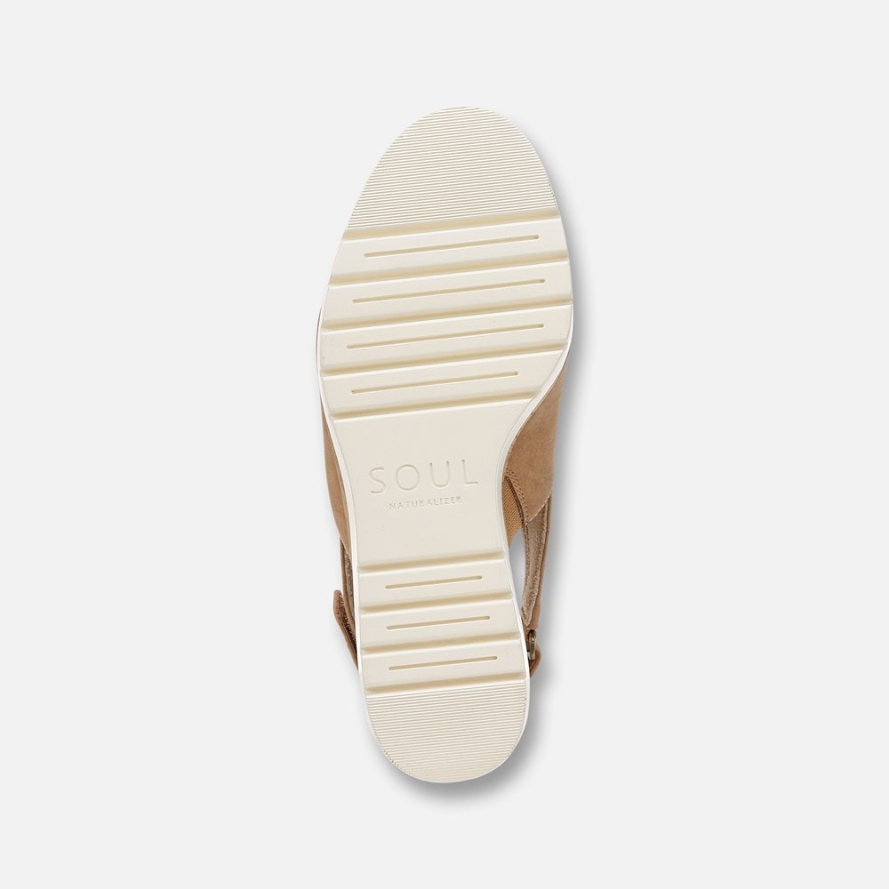 Naturalizer SOUL Giselle Wedge Sandal - Birchwood Brown Faux Nubuck