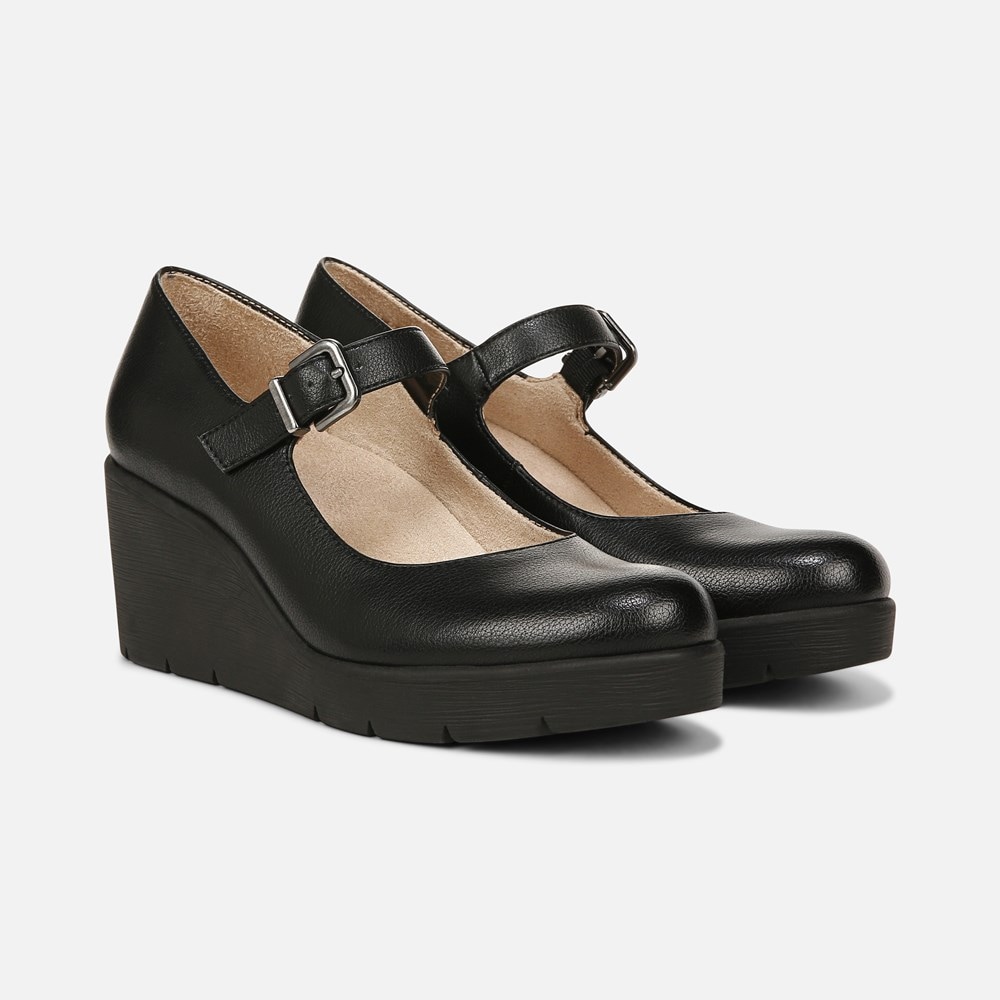 Naturalizer SOUL Adore Mary Jane Wedge - Black Synthetic Naturalizer SOUL Adore Mary Jane Wedge - Black Synthetic