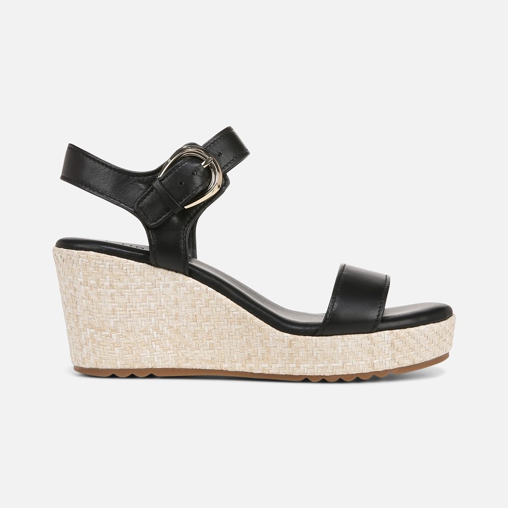 Naturalizer Stella Wedge Sandal - Black Leather Naturalizer Stella Wedge Sandal - Black Leather